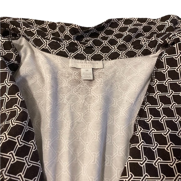 Women’s Charter Club brown and white long sleeve top - Picture 2 of 4